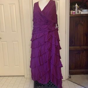 Purple silk chiffon Tadashi 22 dress NWT